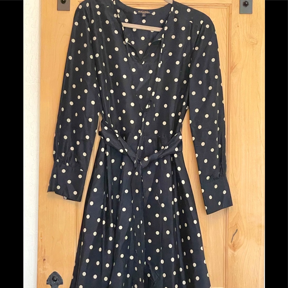 Beautiful silk navy and white dot dress